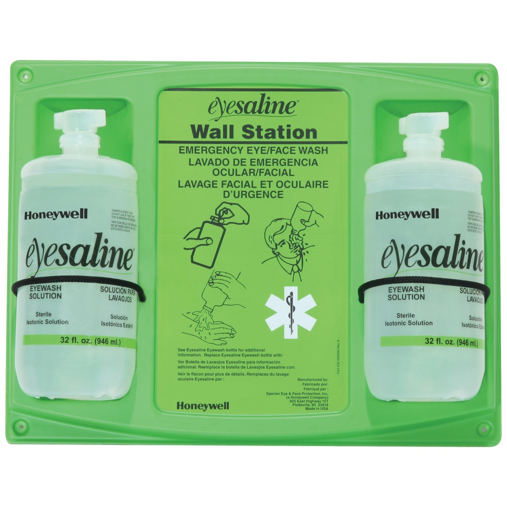 PIP North® Eyesaline® Double Bottle Wall Station, English/Spanish