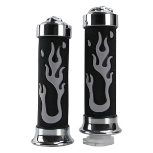 Puño Negros Flamas Blancas Tapa Cromo Set Roda