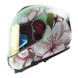 Casco Roda Revenge Pro Verde Sakura Abatible Mica Rosa Svs