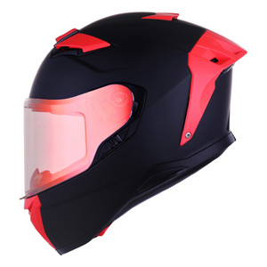 CASCO BKR FALCON NEGRO MATE MICA ROJA CERRADO SVS ROJO