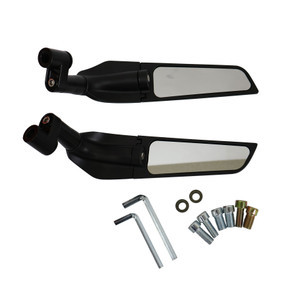 ESPEJO TIPO ALERON CORTO 233MM BASE ALUMINIO NEGRO SET