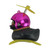 PATO DECORATIVO NEGRO CON CASCO CROMADO ROSA