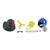 PATO DECORATIVO NEGRO CON CASCO CROMADO AZUL