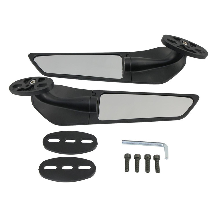 Espejo Tipo Aleron Largo 265Mm Base 2 Tornillos Negro Set