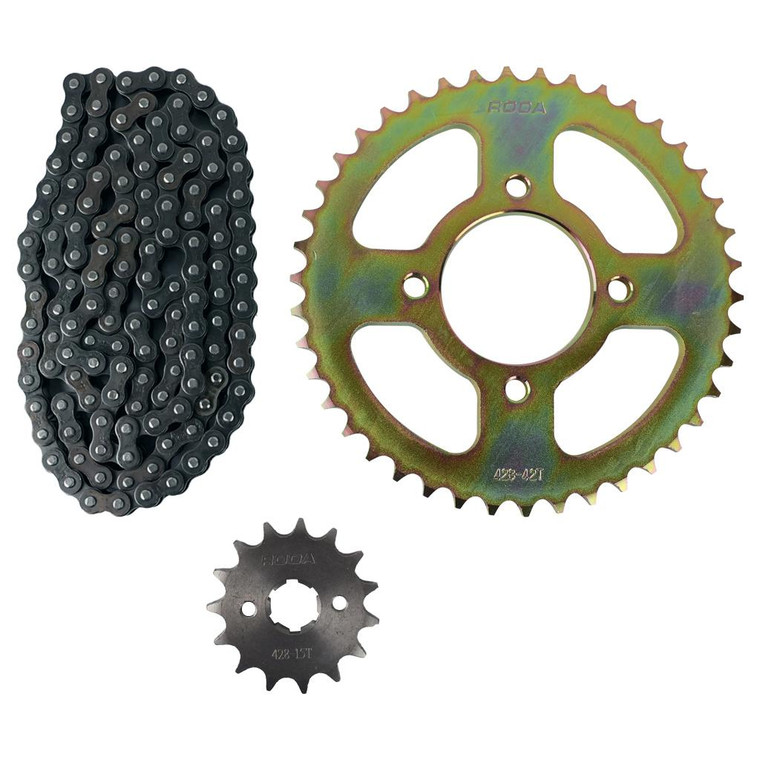 Engrane 42X15 Cadena 428Hx116L Set Vn Cyclone 200 Roda