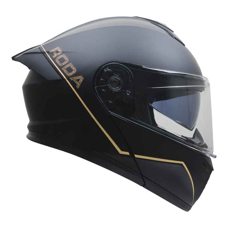 Casco Roda Force Negro Dorado Mate Abatible Svs