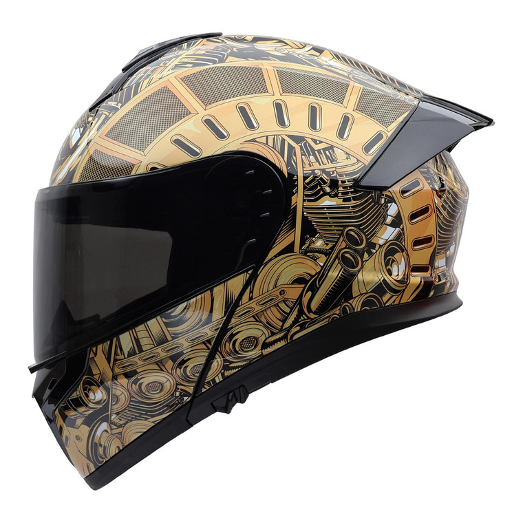Casco Roda Force Oro Engine Abatible Mica Humo Svs