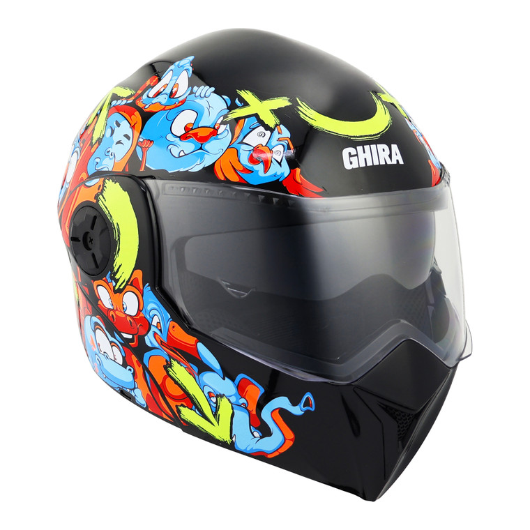 CASCO GHIRA GH-KIDS NEGRO NARANJA ZOO ABATIBLE SVS