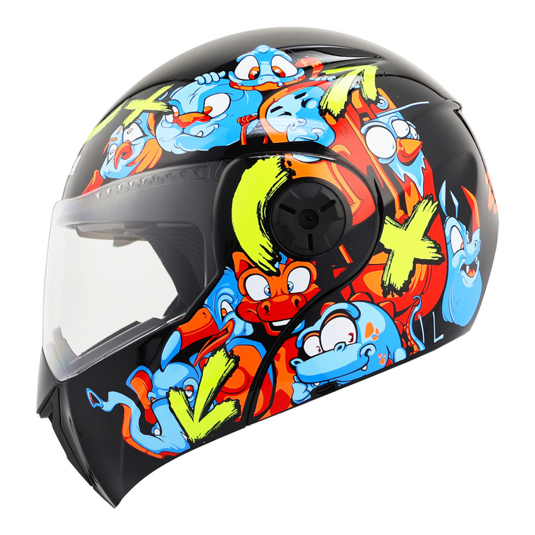 CASCO GHIRA GH-KIDS NEGRO NARANJA ZOO ABATIBLE SVS