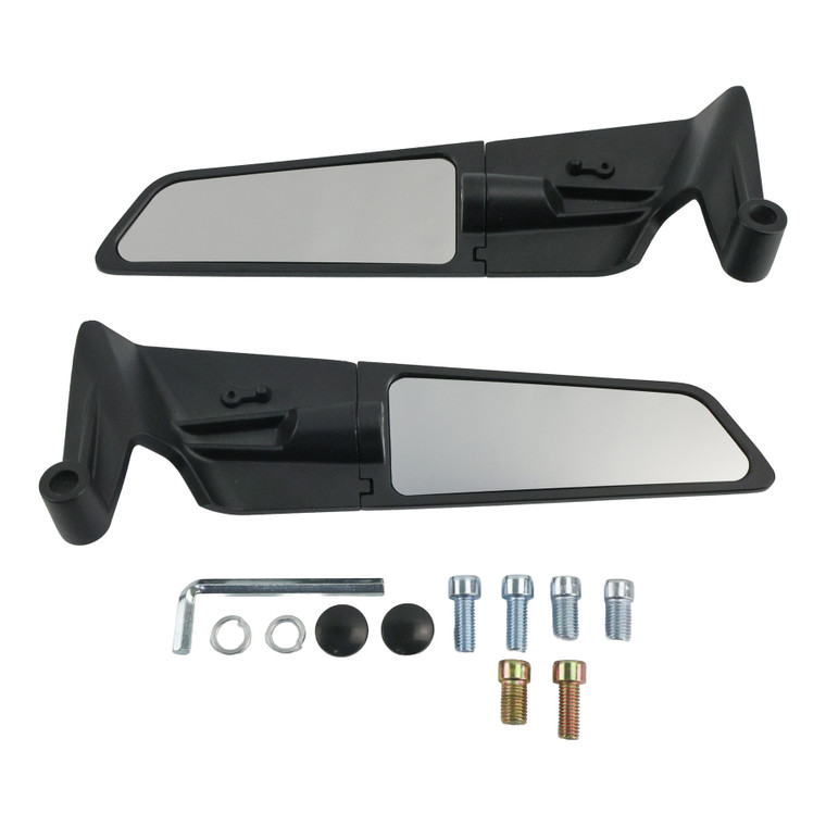 ESPEJO TIPO ALERON LARGO 265MM BASE CORTA NEGRO SET