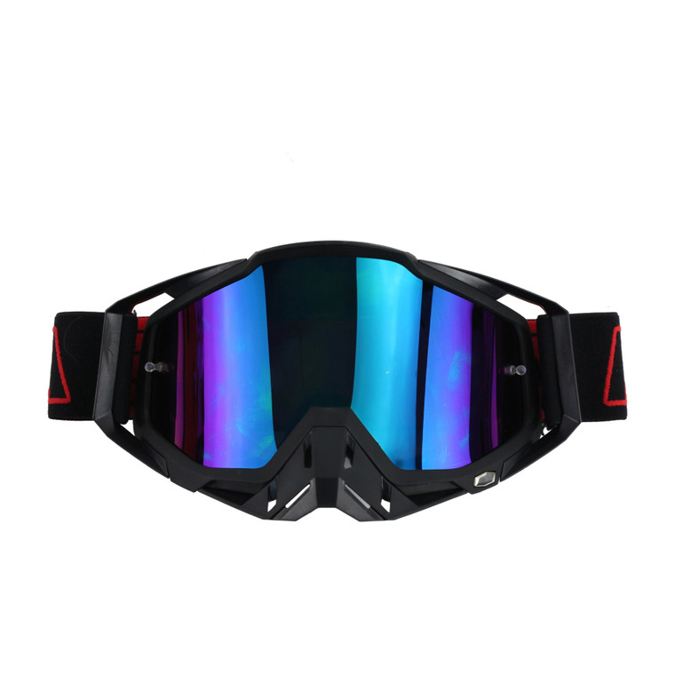GOGGLE NEGRO CON VISOR RAINBOW AZUL MODELO OFF ROAD RODA