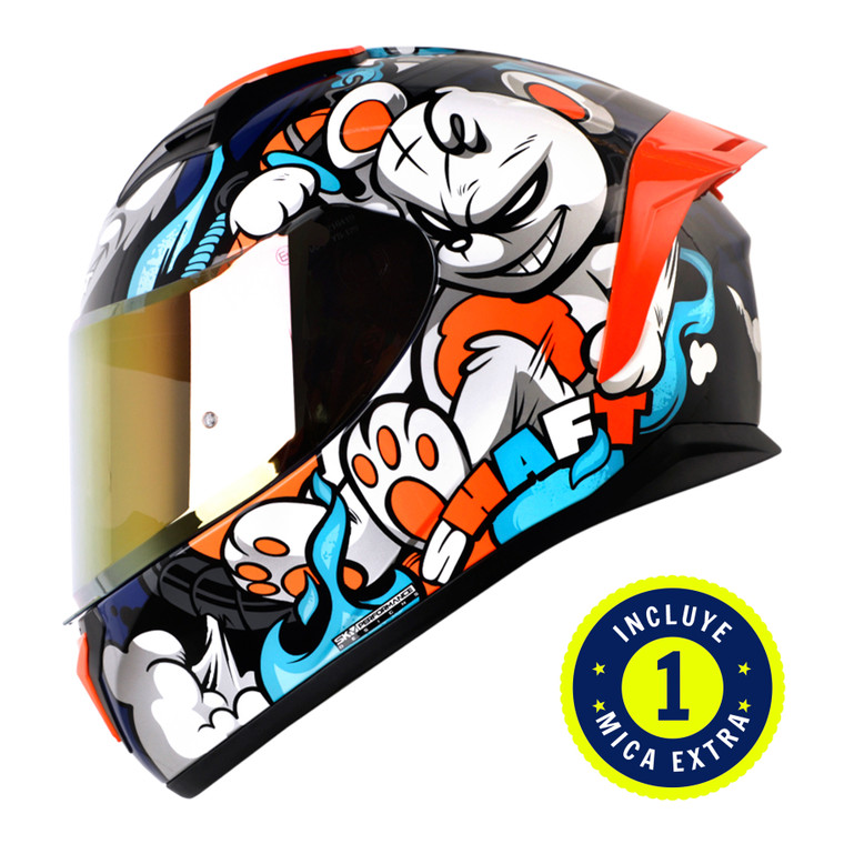 CASCO SHAFT SH582SP AZUL ANGRY BEAR MICA ROJA CERRADO