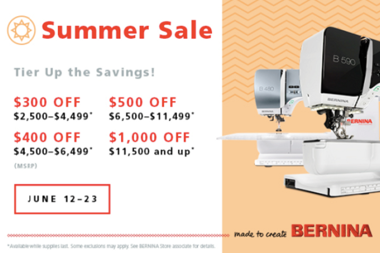 Bernina Summer Sale June 12th - 23rd!