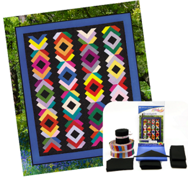 Braidwork Quilt Kit Featuring fabric from Moda's Cowgirls County fabric line Prints are in blues, blacks, dark red and cream. Pattern is included in this kit.