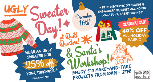 December Discounts: Ugly Sweater Day + Santa's Workshop