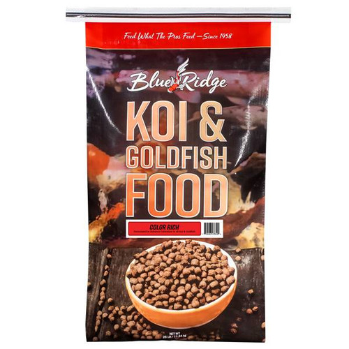 Blue Ridge Floating Color Rich Fish Food. 25 lbs. Standard Pellet 3/16"