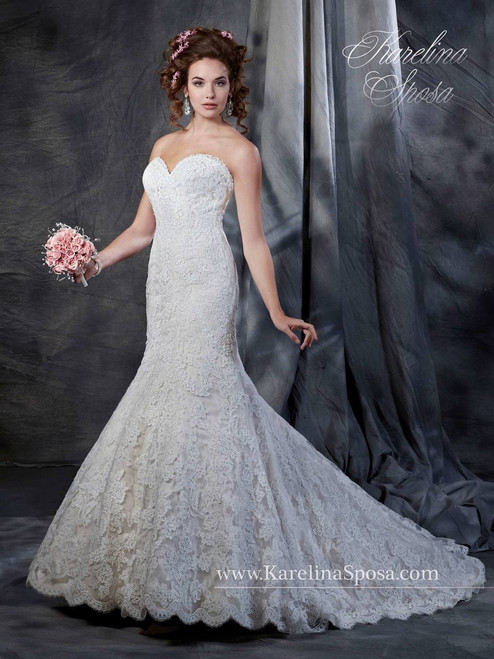 Karelina Sposa Exclusive by Mary's Bridal Wedding Dress C8040 Ivory Size 14 on Sale
