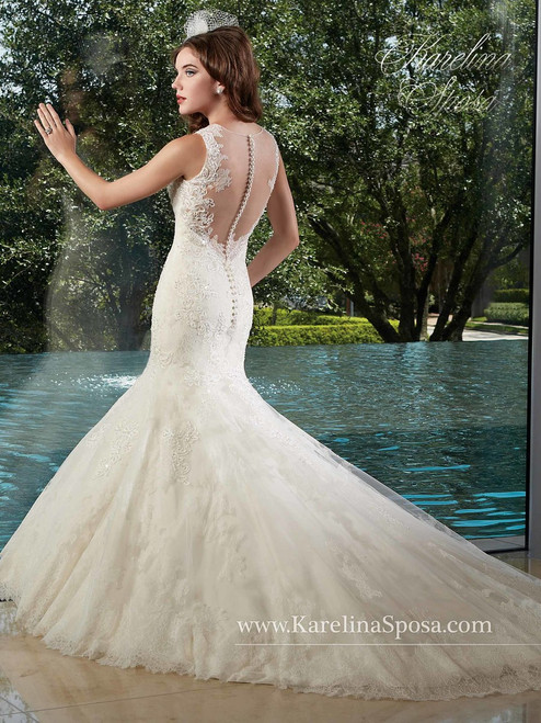 Karelina Sposa Exclusive by Mary's Bridal Wedding Dress C8017 Ivory Size 14 on Sale