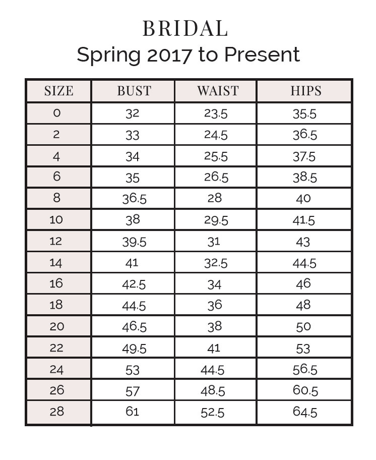 Morilee Size Chart