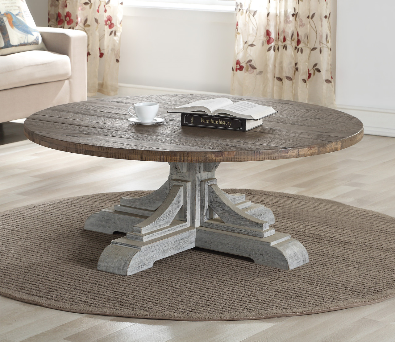 The Caleb Coffee Table Weathered Oak Antique White 1pc 1ctn