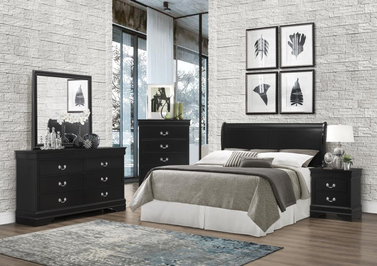 Louis Philip Black Bedroom Set