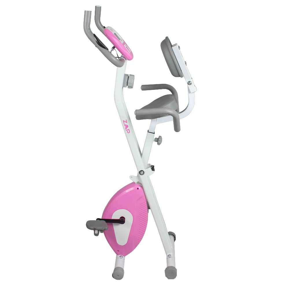 ZAAP Fitness Folding XBike Recumbent Upright Exercise Bike White/Pink