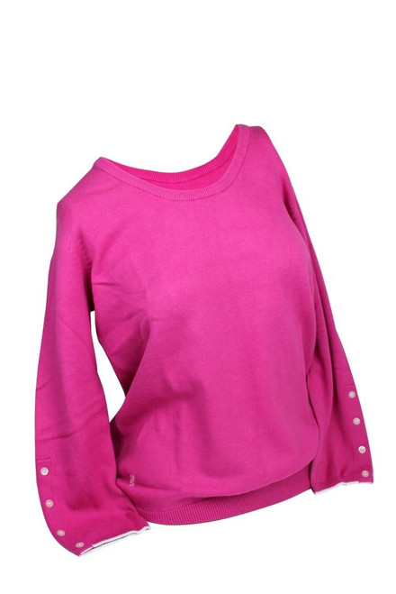 Ashworth Ladies Round Neck Sweater Buttoned Sleeves Ashworth Ladies Round Neck Sweater Buttoned Sleeves