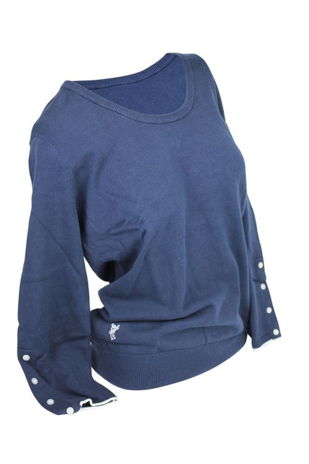 Ashworth Ladies Round Neck Sweater Buttoned Sleeves Ashworth Ladies Round Neck Sweater Buttoned Sleeves