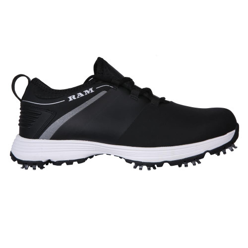 Ram Golf XT1 Mens Waterproof Golf Shoes, Spiked, Black The Sports HQ
