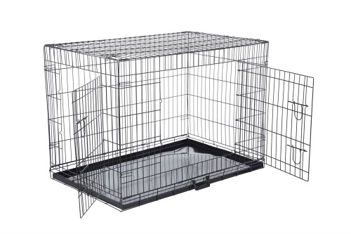 Confidence Pet Dog Folding 2 Door Crate Puppy Carrier Training Cage Without Bed L