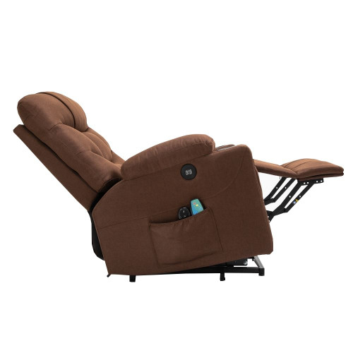 Homegear Fabric Power Lift Electric Recliner Chair w/ Massage, Brown Homegear Fabric Power Lift Electric Recliner Chair w/ Massage, Brown
