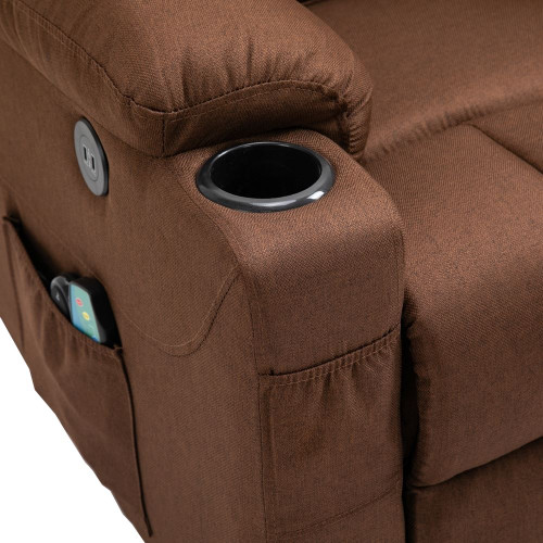 Homegear Fabric Power Lift Electric Recliner Chair w/ Massage, Brown Homegear Fabric Power Lift Electric Recliner Chair w/ Massage, Brown