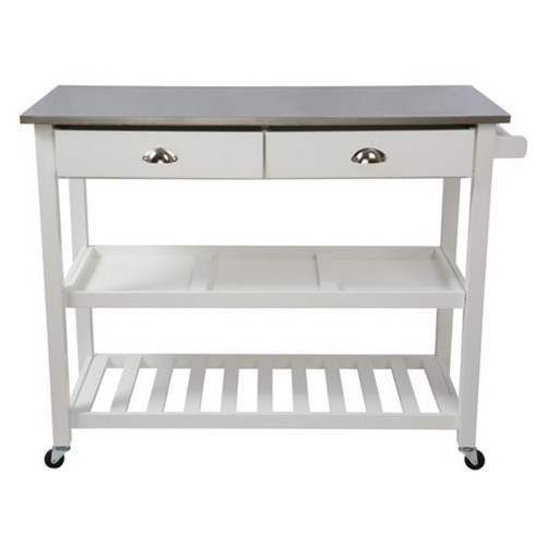 Homegear Open Storage Kitchen Cart with Shelves - Stainless Steel Top
