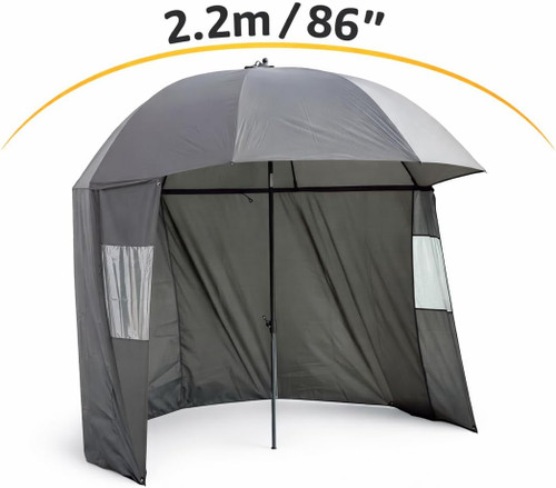 ULTRA 2.2m 87" Fishing Shelter Umbrella with Zip Sides and Windows Tilting Adjustable