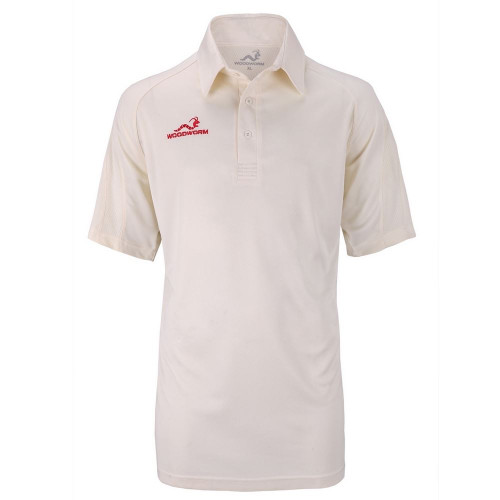 Woodworm Pro Cricket Short Sleeve Shirt, Cream