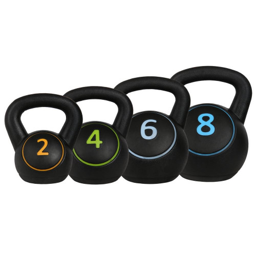 Confidence Fitness Pro Vinyl Kettle Bell Weight Set - 4 Kettlebells 2kg 4kg 6kg 8kg