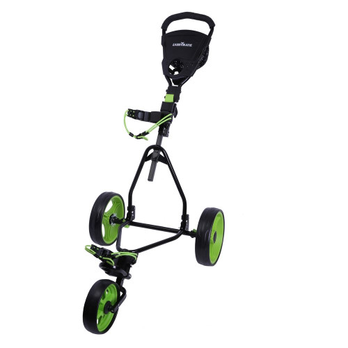 Caddymatic Junior Golf Trolley 3 Wheel Folding Trolley for Kids, Black/Green
