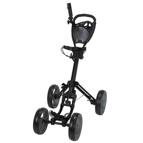 Caddymatic Golf Quad 4-Wheel Folding Golf Pull Push Trolley Black Caddymatic Golf Quad 4-Wheel Folding Golf Pull Push Trolley Black
