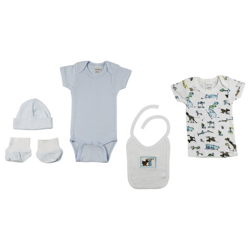 Bambini Infant Wear Blue 5 Piece Interlock Gift Set