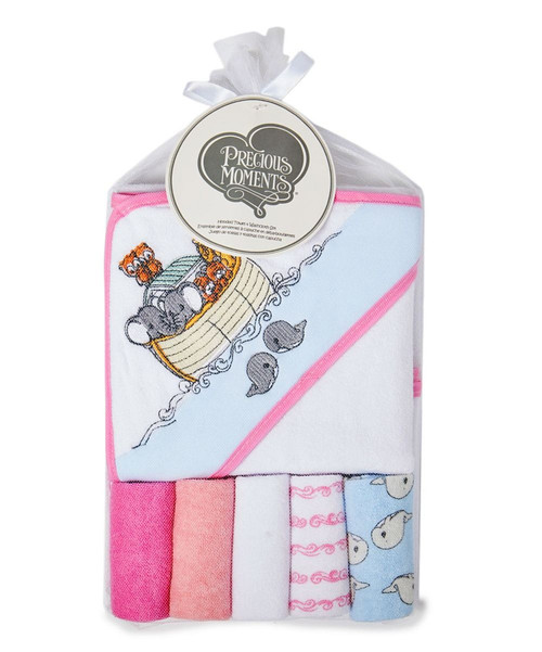 Precious Moments Pink Hooded Towel and Wash Cloth Set