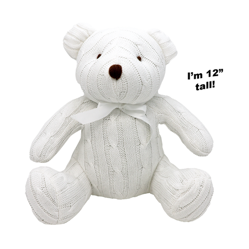 Baby Mode 12 inch White Cable Knit Bear