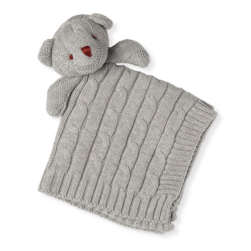 Rose Textiles Grey Cable Knit Bear Security Blanket