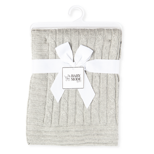 Rose Textiles Cotton  Grey cable Knit Blanket