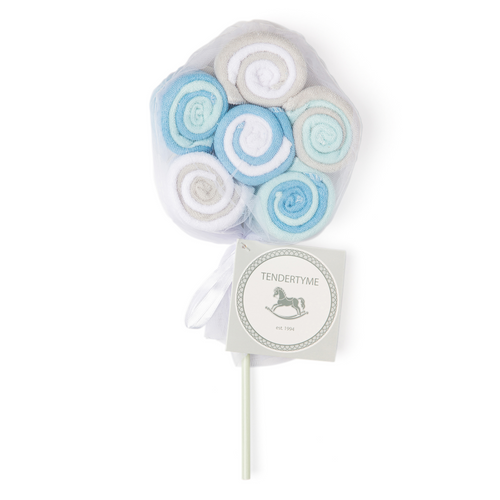 Rose Textiles 12 Pack lollipop Blue Washcloths