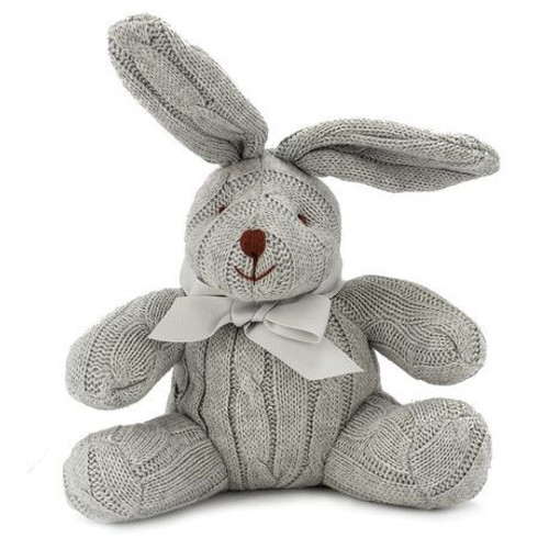 Baby Mode 8 Inch Cable Knit Grey Bunny