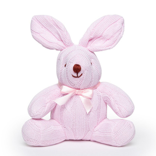 Rose Textiles 8 inch Cable Knit Pink Bunny