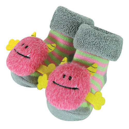 Stephan Baby Rattle Socks - Pink Monster, 6-12 months