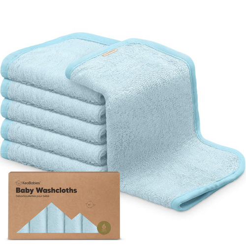 Keababies Deluxe Baby Washcloths (Bravo Blue) 6 Pack