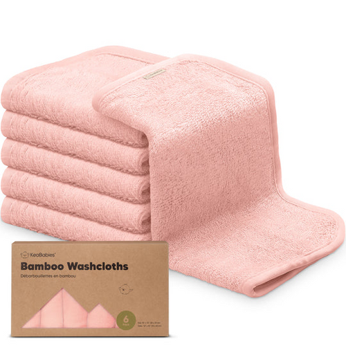 Keababies Deluxe Baby Washcloths (Blush Pink) 6 Pack