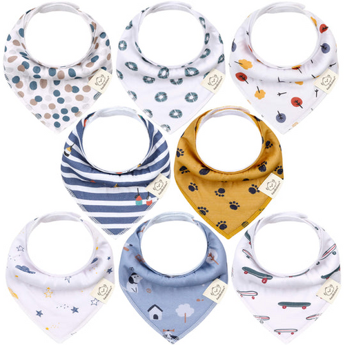 Keababies 8-pack Baby Bandana Bibs for Boys and Girls